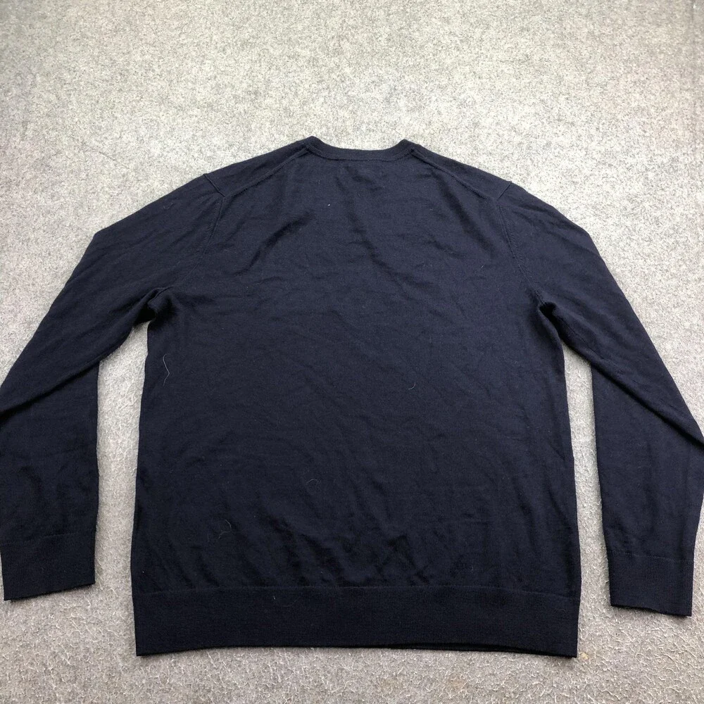 Banana Republic Sweater Mens Large Blue V Neck Italian Merino Wool Knit Pullover